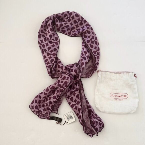 COACH Women's Logo Silk Scarf - Picture 1 of 4